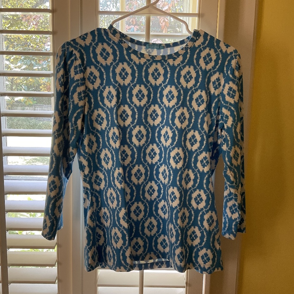J.McLaughlin Signature Tee   Blue and White   Medium